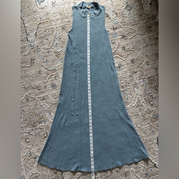 Anthropologie Elan Women's Blue Mock Neck Maxi Waffle Knit Tie Dress Size M - Picture 7 of 7